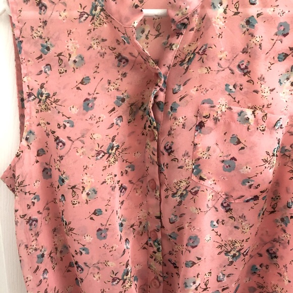 Sheer Button-Down Tie-Up Tank. - Picture 3 of 6